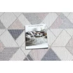 Covor țesut din sisal  SION Traversa Figuri geometrice, Triunghi, 3006 țesut plat, ecru / roz 70x250 cm