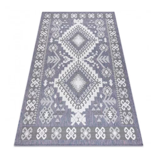 Covor țesut din sisal  SION  3007 țesut plat, albastru / roz / ecru 180x270 cm