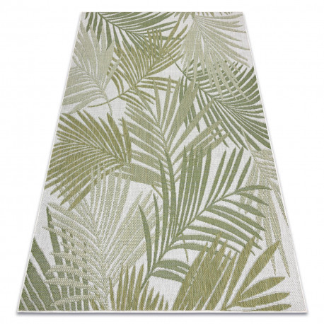 Țesut Sizal covor SION frunze de palmier tropical 2837 țesut plat ecru / verde 80x250 cm