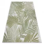 Covor țesut din sisal  SION Frunze 2837 țesut plat, ecru / verde 140x190 cm