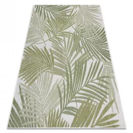   Covor țesut din sisal  SION Frunze 2837 țesut plat, ecru / verde 80x150 cm