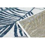 Covor țesut din sisal, traversa COOPER Frunze, 22258 ecru / albastru închis 70x300 cm