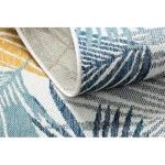 Covor țesut din sisal, traversa COOPER Frunze, 22258 ecru / albastru închis 70x300 cm