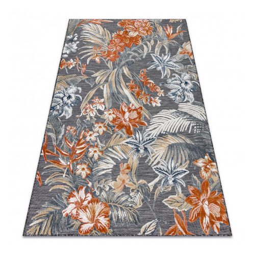 Covor BOTANIC 65262 Flori, țesut plat- negru 117x170 cm