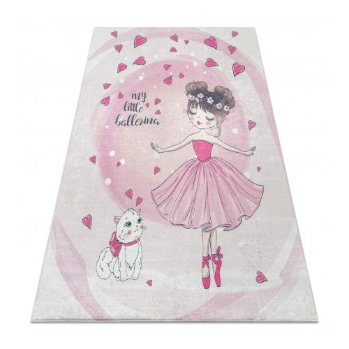  Kab. BAMBINO 2161 covor lavabil Balerina, pisoi pentru copii antiderapant - roz 80x150 cm