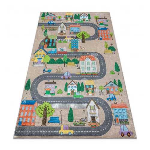  Kab. BAMBINO 34600 covor lavabil City, streets pentru copii antiderapant - bej / gri 80x150 cm