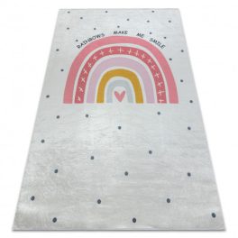    Kab. BAMBINO 47810 covor lavabil Rainbow, puncte pentru copii antiderapant - alb / roz 80x150 cm