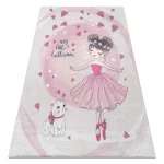  Kab. BAMBINO 2161 covor lavabil Balerina, pisoi pentru copii antiderapant - roz 120x170 cm