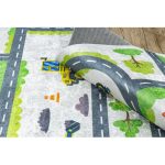  Kab. BAMBINO 2338 covor lavabil Excavator pentru copii antiderapant - alb / verde 120x170 cm