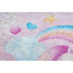  Kab. BAMBINO 2533 covor lavabil Unicorn, curcubeu pentru copii antiderapant - roz 120x170 cm