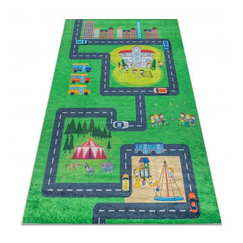  Kab. BAMBINO 2660 covor lavabil City, străzi pentru copii antiderapant - verde / gri 120x170 cm