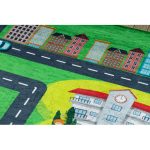  Kab. BAMBINO 2660 covor lavabil City, străzi pentru copii antiderapant - verde / gri 120x170 cm