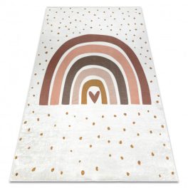    Kab. BAMBINO 46960 covor lavabil Rainbow, buline pentru copii antiderapant - alb / maro 120x170 cm