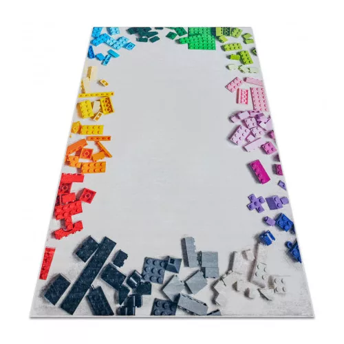  Kab. BAMBINO 38480 covor lavabil Set de construcții pentru copii antiderapant - gri / galben 140x200 cm