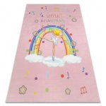  Kab. BAMBINO 41870 covor lavabil Balerina, curcubeu pentru copii antiderapant - roz 140x200 cm