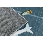  Kab. BAMBINO 46990 covor lavabil Aeroport, avioane pentru copii antiderapant - verde / gri 140x200 cm