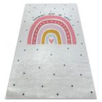  Kab. BAMBINO 47810 covor lavabil Rainbow, buline pentru copii antiderapant - alb / roz 140x200 cm