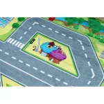  Kab. BAMBINO 9028 covor lavabil City, străzi pentru copii antiderapant - verde / gri 140x200 cm