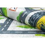  Kab. BAMBINO 2338 covor lavabil Excavator pentru copii antiderapant - alb / verde 160x220 cm