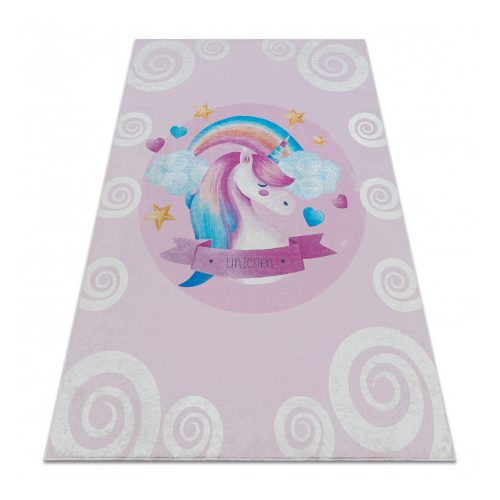  Kab. BAMBINO 2533 covor lavabil Unicorn, curcubeu pentru copii antiderapant - roz 160x220 cm