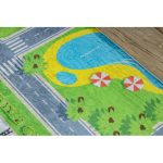 Kab. BAMBINO 2624 covor lavabil City, străzi pentru copii antiderapant - verde / gri 160x220 cm