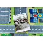 Kab. BAMBINO 9028 covor lavabil City, străzi pentru copii antiderapant - verde / gri 160x220 cm