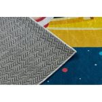  Kab. BAMBINO 42810 covor lavabil Rocket, planete pentru copii antiderapant - albastru / maro 160x220 cm