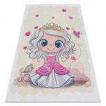  Kab. BAMBINO 43020 covor lavabil Princess, steluțe pentru copii antiderapant - crem / roz 160x220 cm