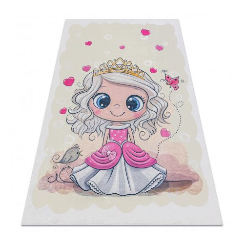  Kab. BAMBINO 43020 covor lavabil Princess, steluțe pentru copii antiderapant - crem / roz 160x220 cm