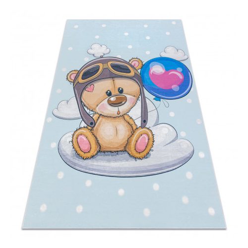  Kab. BAMBINO 43030 covor lavabil Ursuleț, pilotul pentru copii antiderapant - albastru / maro 160x220 cm