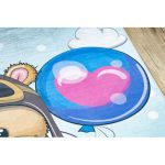 Kab. BAMBINO 43030 covor lavabil Ursuleț, pilotul pentru copii antiderapant - albastru / maro 160x220 cm