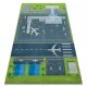 Kab. BAMBINO 46990 covor lavabil Aeroport, avioane pentru copii antiderapant - verde / gri 160x220 cm