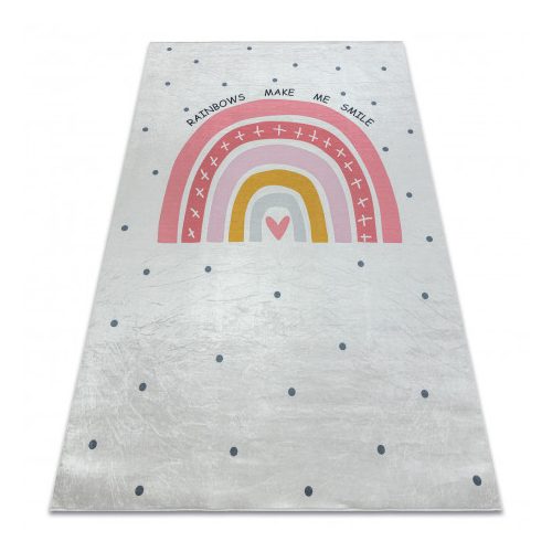  Kab. BAMBINO 47810 covor lavabil Rainbow, puncte pentru copii antiderapant - alb / roz 160x220 cm
