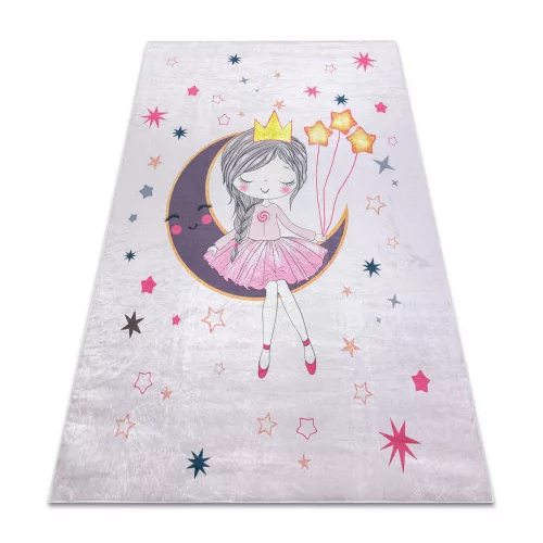  Kab. BAMBINO 48060 covor lavabil Princess, steluțe pentru copii antiderapant - roz 160x220 cm