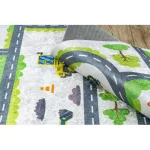  Kab. BAMBINO 2338 covor lavabil Excavator pentru copii antiderapant - alb / verde 200x290 cm
