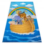  Kab. BAMBINO 2685 covor lavabil Animale, Navă pentru copii antiderapant - albastru / maro 200x290 cm