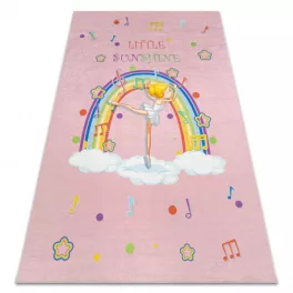    Kab. BAMBINO 41870 covor lavabil Balerina, curcubeu pentru copii antiderapant - roz 200x290 cm