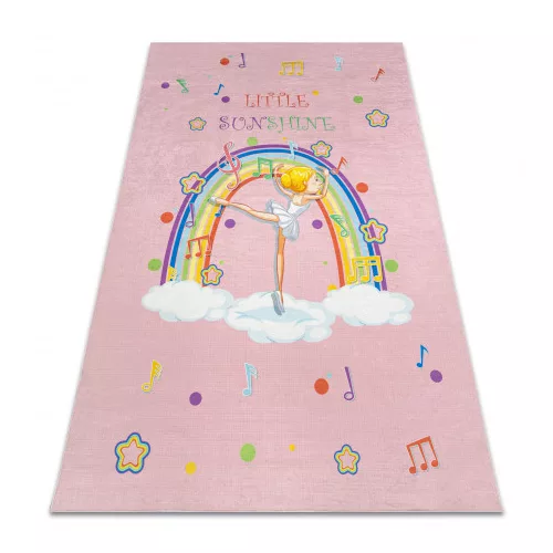  Kab. BAMBINO 41870 covor lavabil Balerina, curcubeu pentru copii antiderapant - roz 200x290 cm