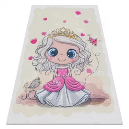    Kab. BAMBINO 43020 covor lavabil Princess, steluțe pentru copii antiderapant - crem / roz 200x290 cm