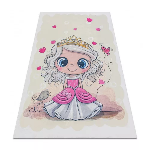  Kab. BAMBINO 43020 covor lavabil Princess, steluțe pentru copii antiderapant - crem / roz 200x290 cm