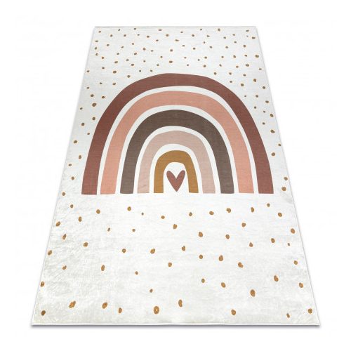 Kab. BAMBINO 46960 covor lavabil Rainbow, puncte pentru copii antiderapant - alb / maro 200x290 cm
