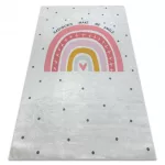  Kab. BAMBINO 47810 covor lavabil Rainbow, buline pentru copii antiderapant - alb / roz 200x290 cm