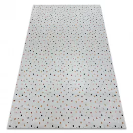    Kab. BAMBINO 47890 covor lavabil Dots pentru copii antiderapant - alb / maro 200x290 cm