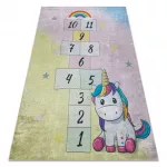  Kab. BAMBINO 54060 covor lavabil Unicorn, hamei pentru copii antiderapant - roz / galben 200x290 cm