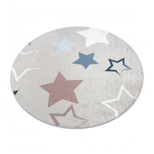  Kab. BAMBINO 48130 covor rotund lavabil Stele pentru copii antiderapant - bej / gri cerc 100 cm