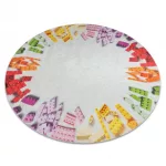  Kab. BAMBINO 38480 covor rotund lavabil Set de construcție pentru copii antiderapant - gri / cerc galben 120 cm