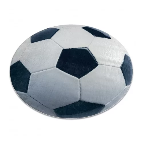  Kab. BAMBINO 38540 covor rotund lavabil - fotbal pentru copii antiderapant - cerc negru / alb 80 cm