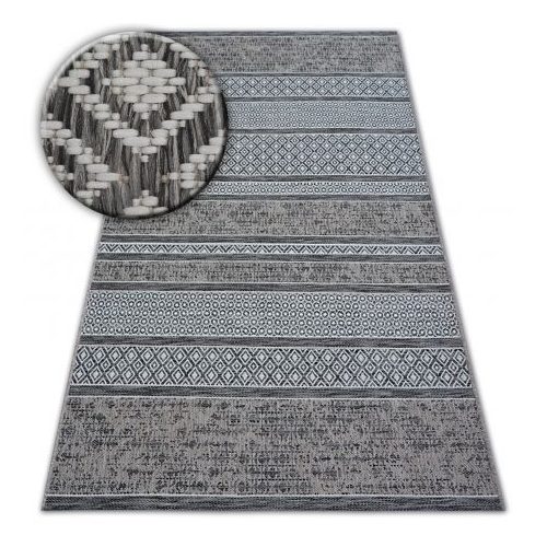 Covor țesut din sisal  LOFT 21118 boho nuanța fildeșului/argint/gri 60x110 cm