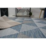 Covor țesut din sisal  LOFT 21132 Triunghi, nuanța fildeșului/argint/albastru 60x110 cm