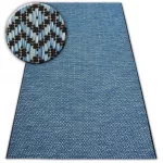 Covor țesut din sisal  LOFT 21144 Figuri geometrice zig-zag albastru/negru/argint 80x150 cm